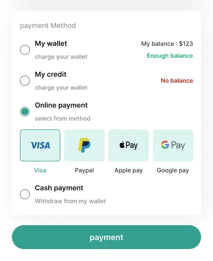 نمونه کار طراحی اپلیکیشن رستوران ویستا - درگاه پرداخت